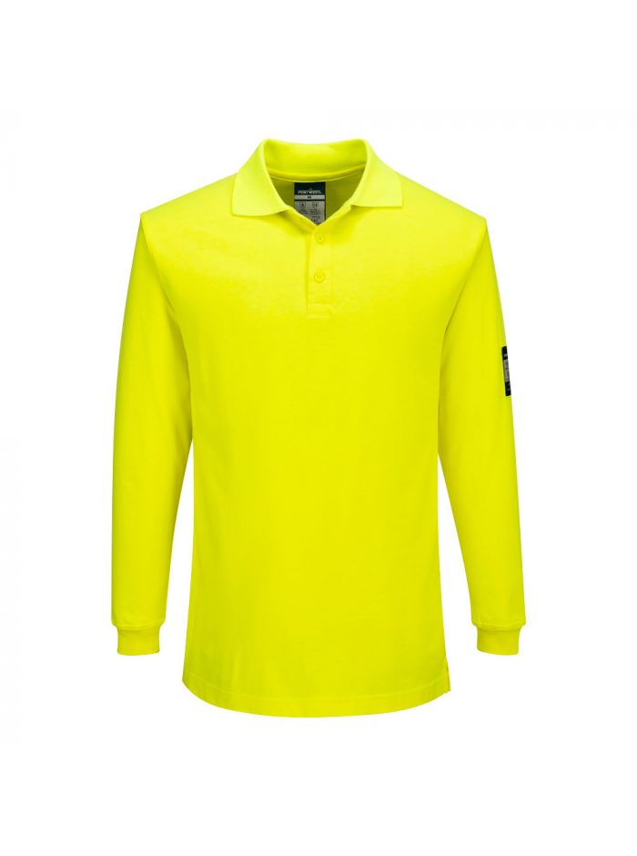 Modaflame Knit FR Long Sleeve Polo Shirt, L, R, Yellow