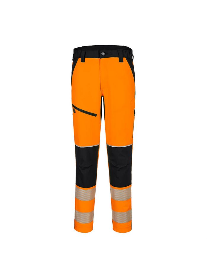 PW3 Hi-Vis Stretch Trouser, L, R, Orange/Black