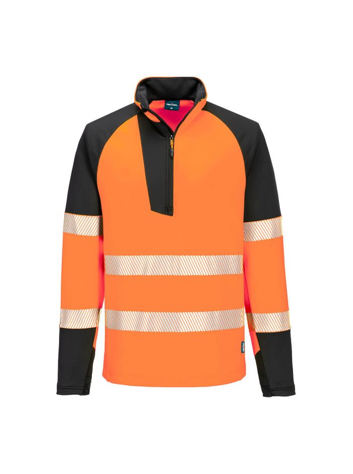 PW3 Hi-Vis 1/4 Zip Sweatshirt, 4XL, R, Orange/Black
