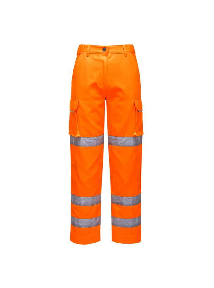 Hi-Vis Women's Three Band Work Trousers, S, R, Orange