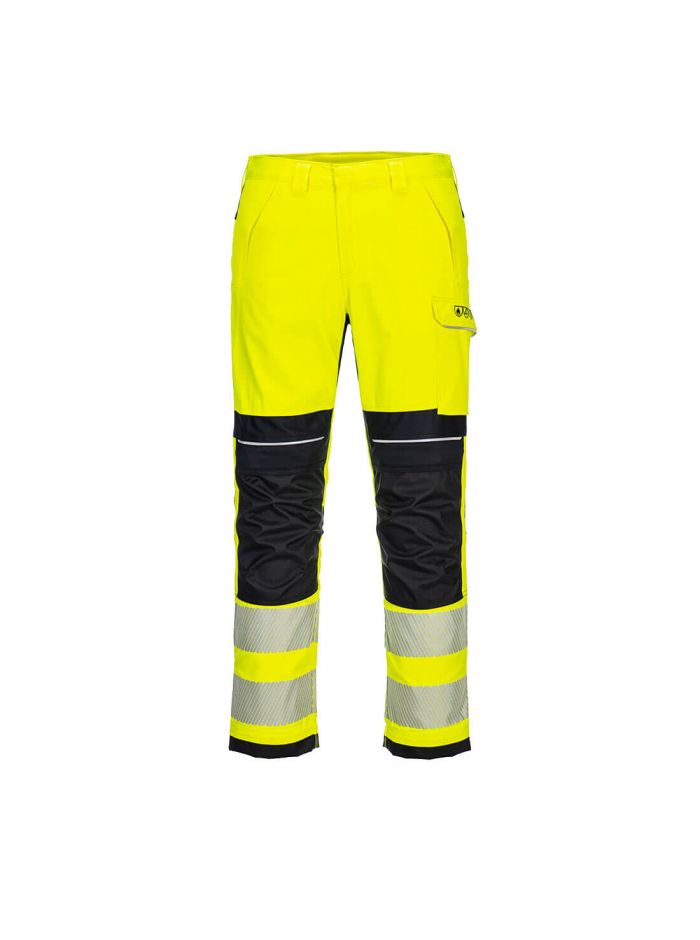 PW3 FR Modaflame Hi-Vis Work Trousers, 28, R, Yellow/Black