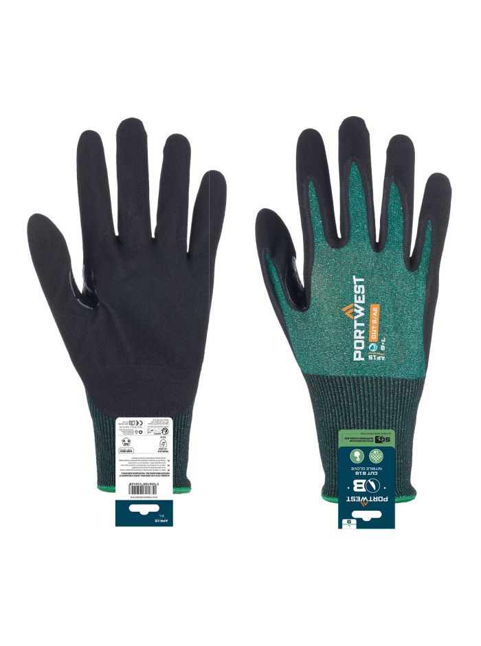 SG Cut B18 Nitrile Glove (Retail), L, R, Green/Black