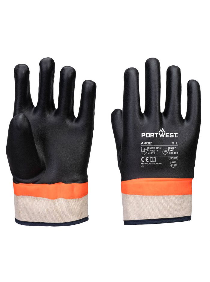 Grip PVC Double Dipped Sandy Glove , L, R, Black/Orange