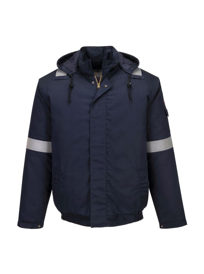 Bizflame Work Insulated Bomber Jacket, L, R, Navy