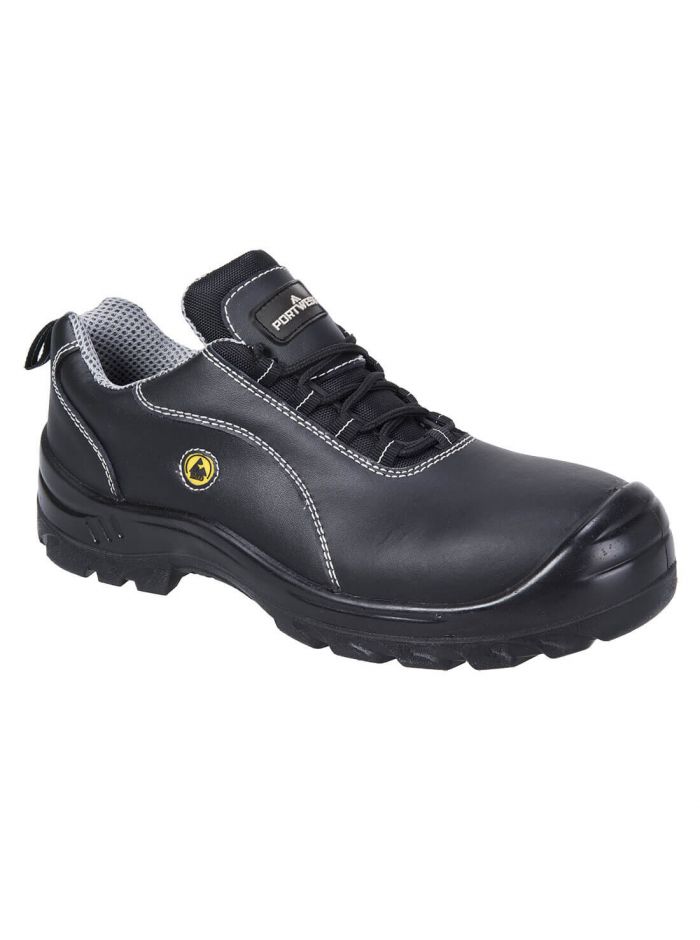 Portwest Compositelite ESD Leather Safety Shoe S1, 41, R, Black