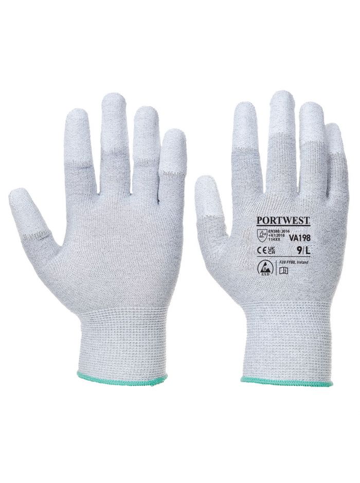 Vending Antistatic PU Fingertip Glove, S, R, Grey