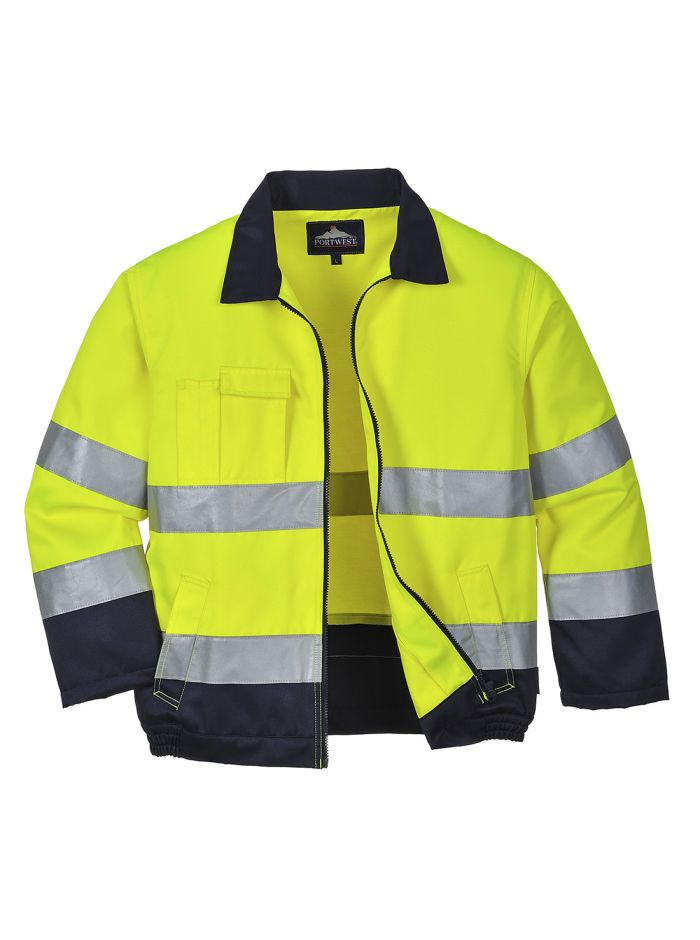 Madrid Hi-Vis Contrast Bomber Jacket , L, R, Yellow/Navy