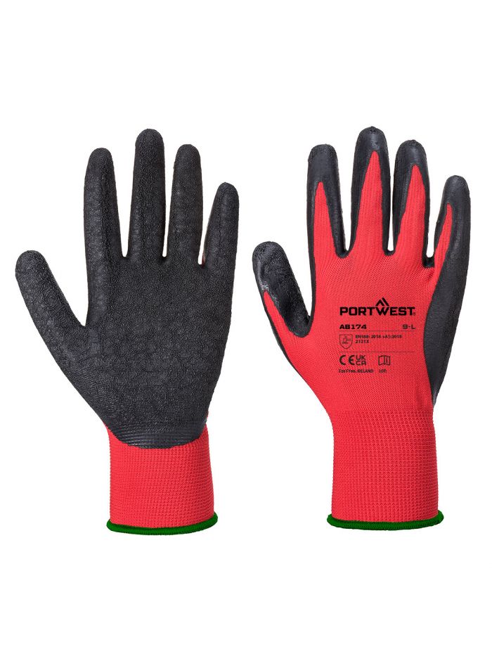 Grip 13 Latex Crinkle Essential Multipack (Pk12), L, R, Red/Black