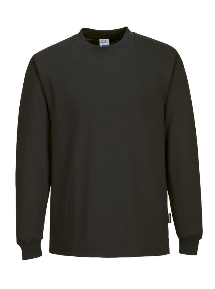 Anti-Static ESD T-Shirt L/S, 4XL, R, Black