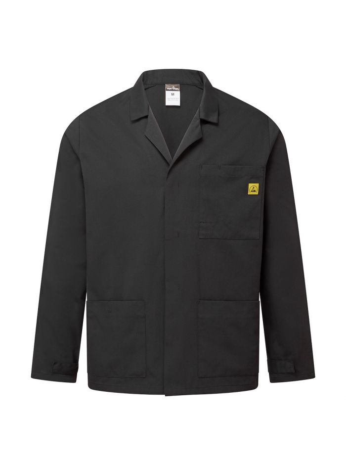 Anti-Static ESD Lab Jacket, 4XL, R, Black