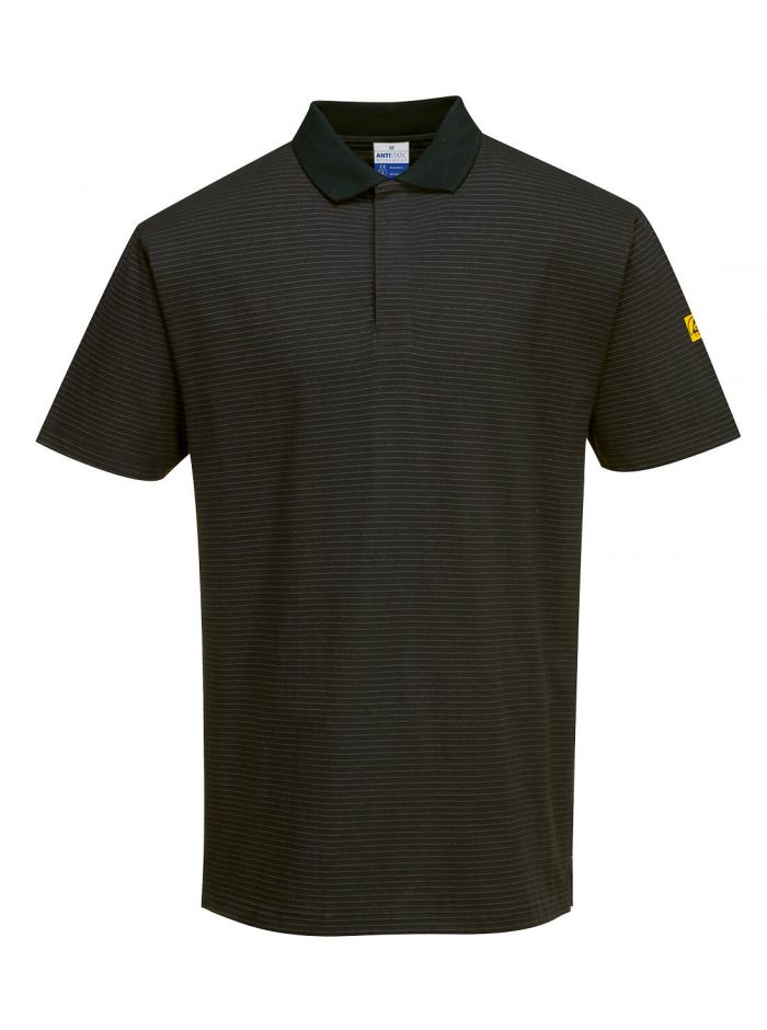 Anti-Static ESD Polo Shirt S/S, 4XL, R, Black