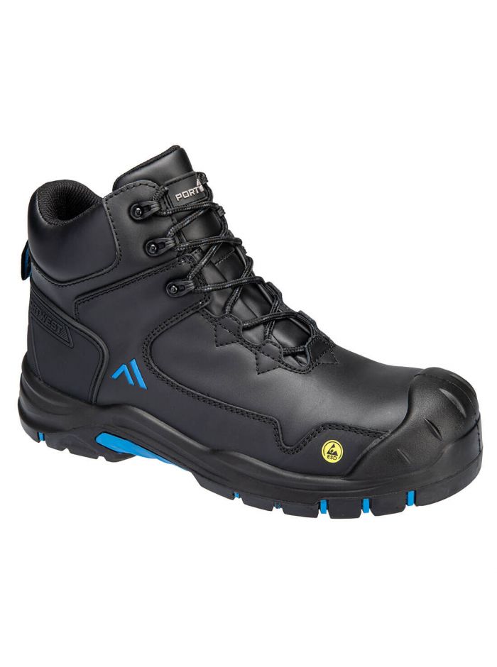Composite Action Leather Mid Boot S3S ESD HRO SR SC FO, 37, B, Black/Blue