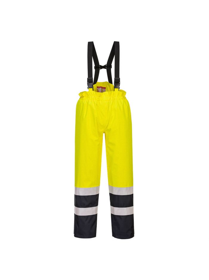 Bizflame Rain Hi-Vis Multi-Protection Trouser, M, R, Yellow/Navy