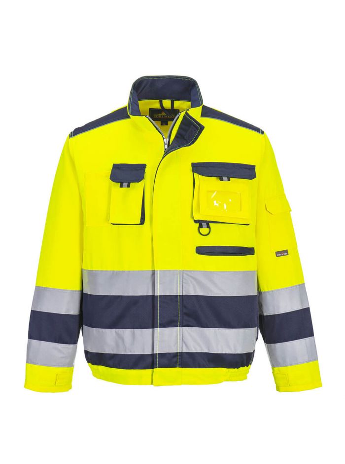 Lille Hi-Vis Contrast Bomber Jacket, L, R, Yellow/Navy
