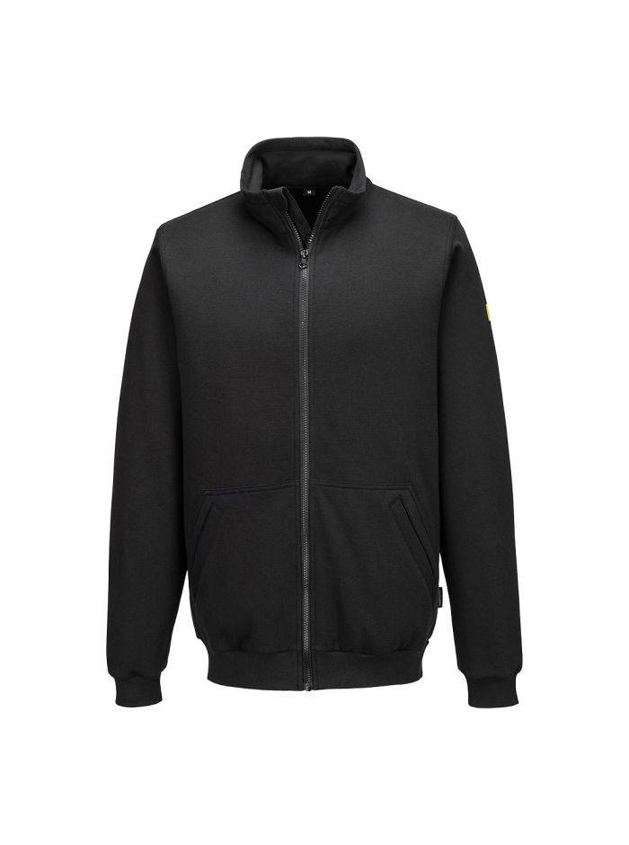 Anti-Static ESD Zip Sweatshirt, L, R, Black