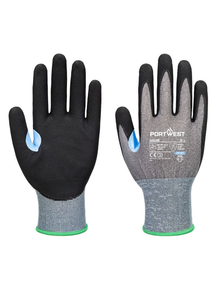 CS Cut D21 Nitrile Glove, L, R, Grey/Black