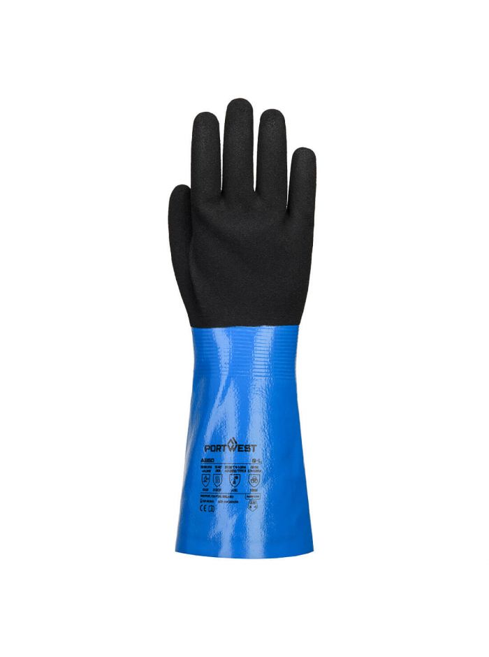 Chem Cut D330 Nitrile Gauntlet, L, R, Blue/Black