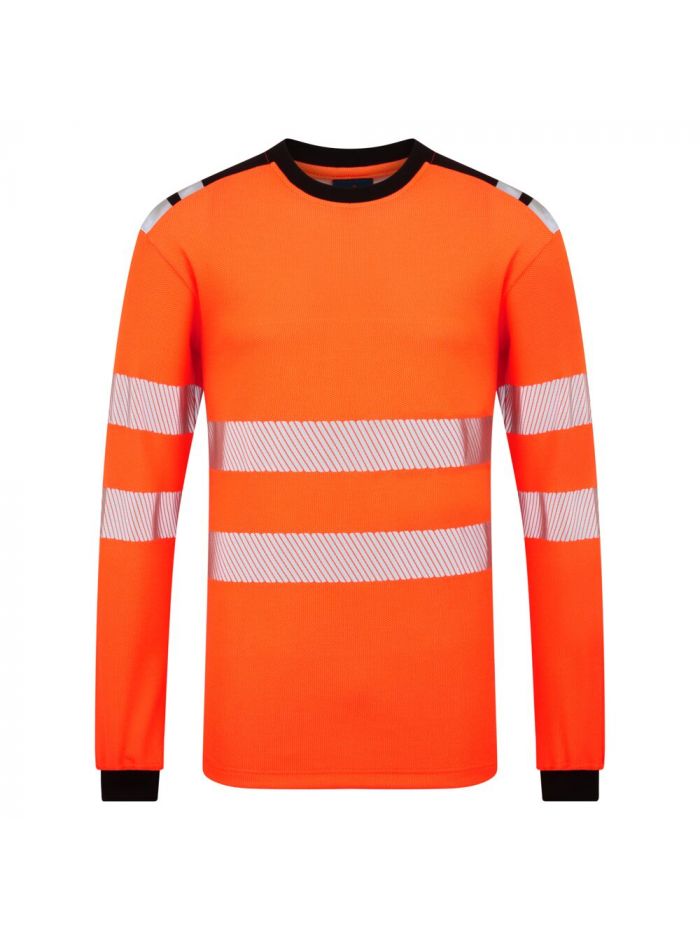 PW3 Modaflame Knit HVO FR Long Sleeve T-Shirt, L, R, Orange/Black