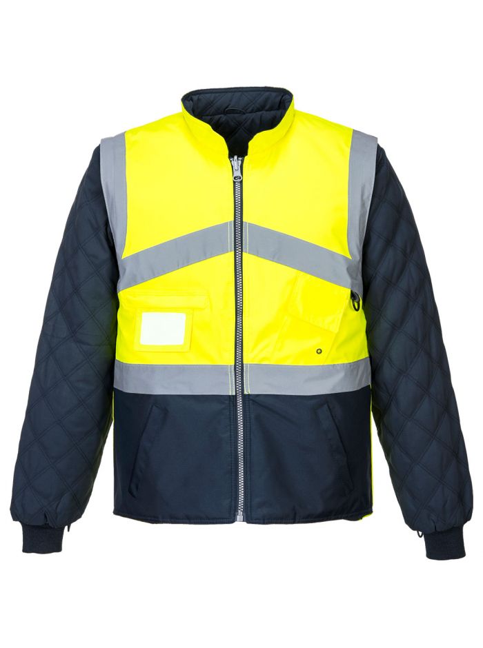Hi-Vis Breathable 2-in-1 Contrast Reversible Jacket , 4XL, R, Yellow/Navy