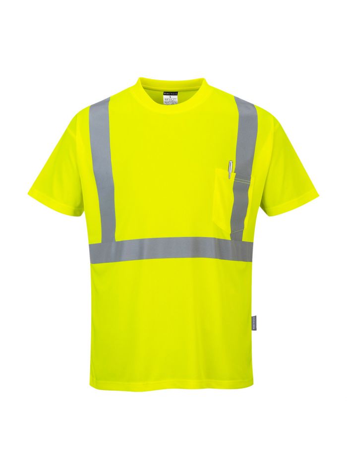 Hi-Vis Pocket T-Shirt S/S, 5XL, R, Yellow