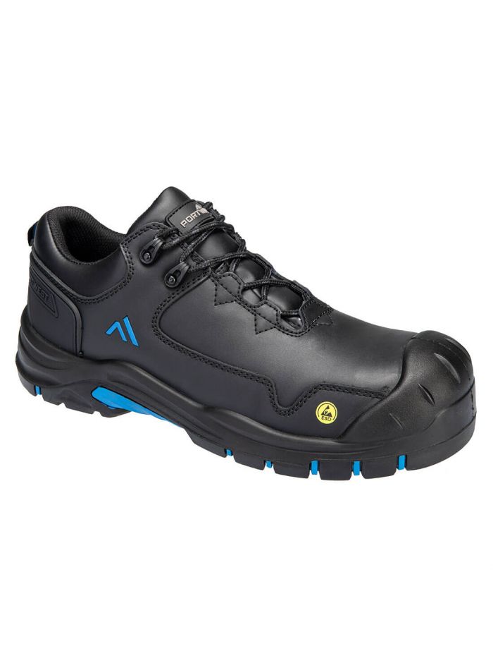 Composite Action Leather Low Shoe S3S ESD HRO SR SC FO, 37, B, Black/Blue