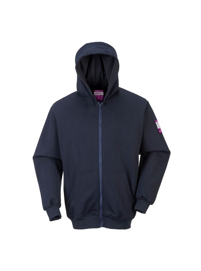 FR Modaflame Zip Front Hooded Sweatshirt, 4XL, R, Navy