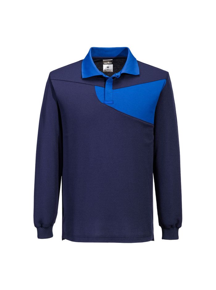 PW2 Cotton Comfort Polo Shirt L/S, L, R, Navy/Royal