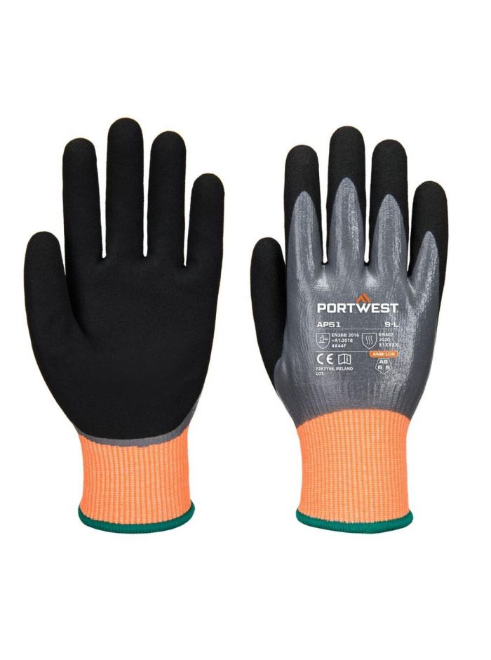  Cut F15 Nitrile Aqua Glove, L, R, Grey/Black