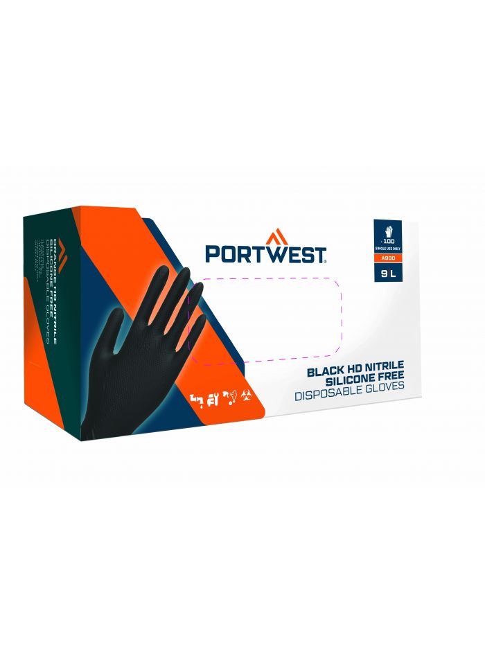 Orange HD Disposable Glove (Pk100), L, R, Black